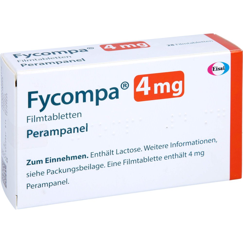 Das Produktfoto zeigt Fycompa 4 Mg Filmtabletten (28 stk) PZN 10709604