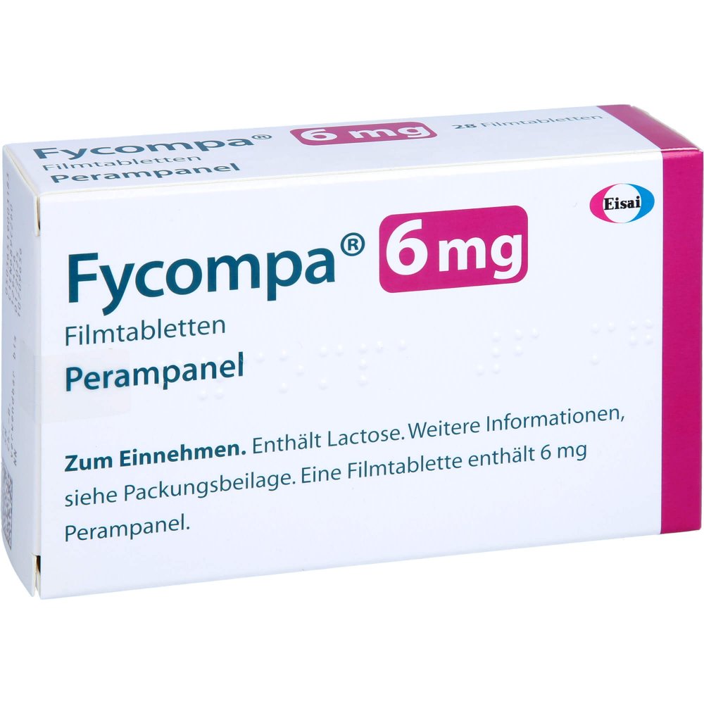 Das Produktfoto zeigt Fycompa 6 Mg Filmtabletten (28 stk) PZN 10709656