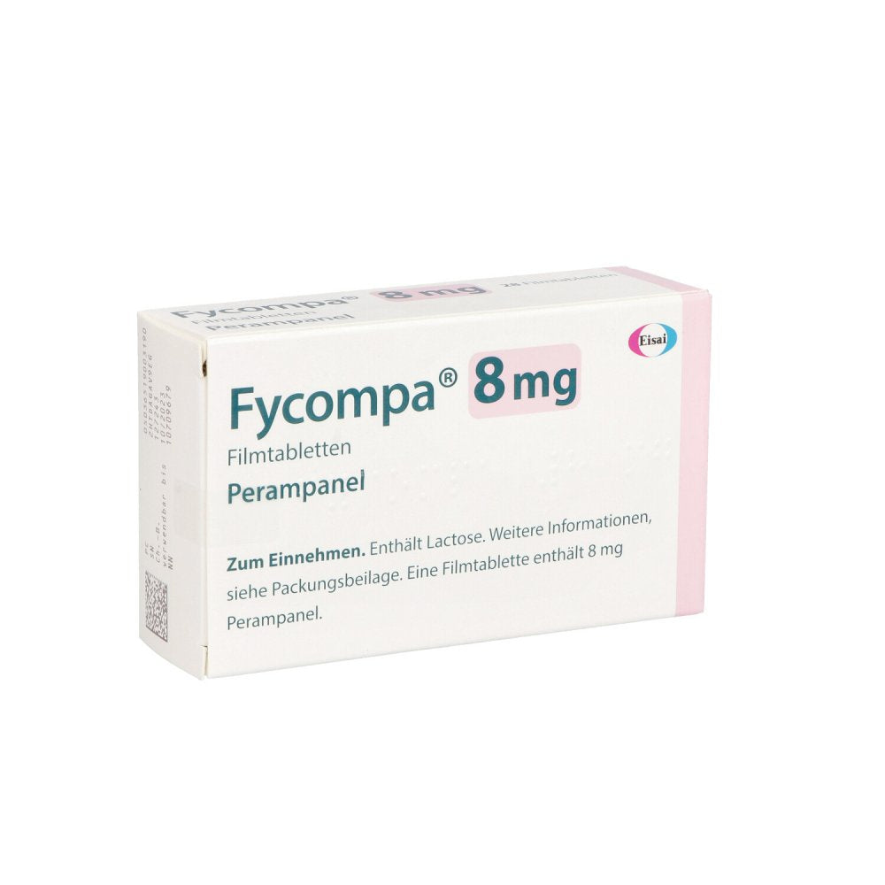 Das Produktfoto zeigt Fycompa 8 Mg Filmtabletten (28 stk) PZN 10709679