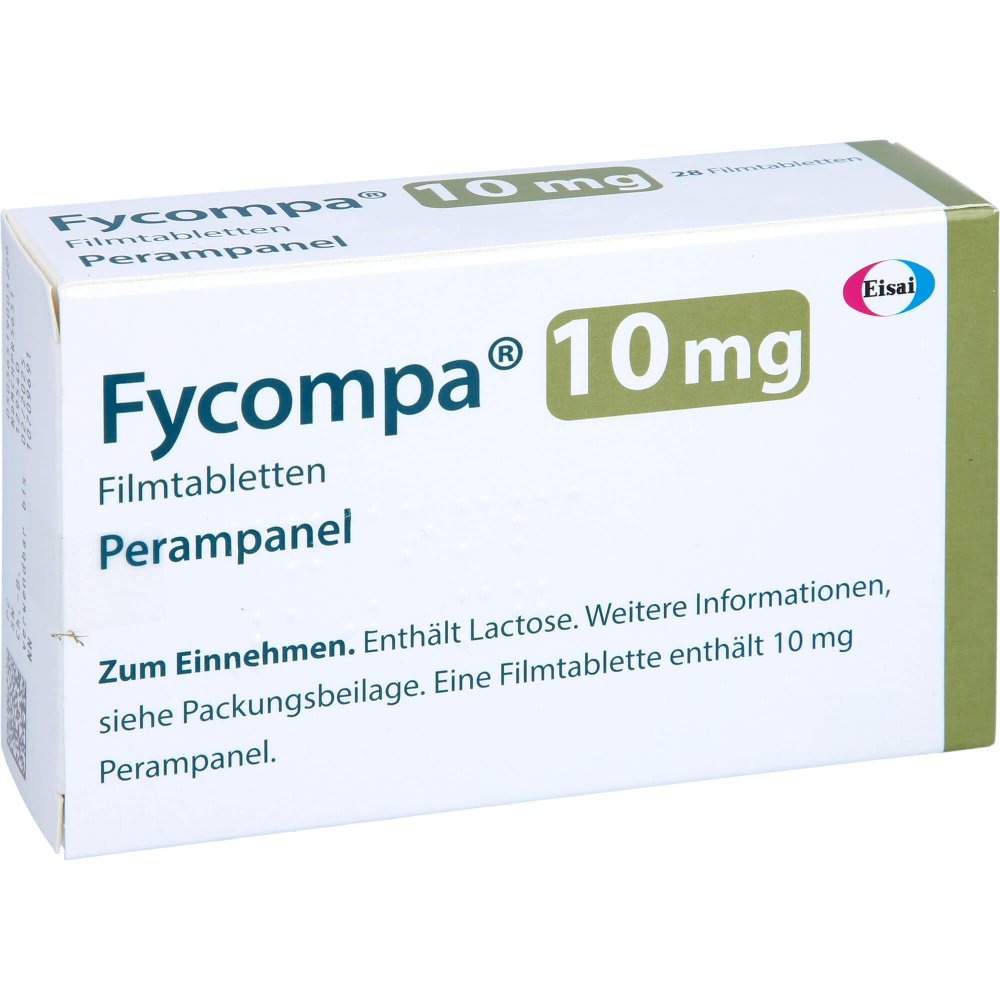 Das Produktfoto zeigt Fycompa 10 Mg Filmtabletten (28 stk) PZN 10709691