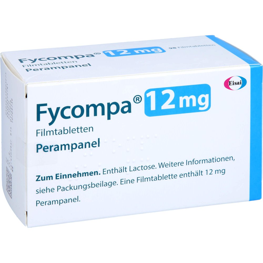Das Produktfoto zeigt Fycompa 12 Mg Filmtabletten (98 stk) PZN 10709739