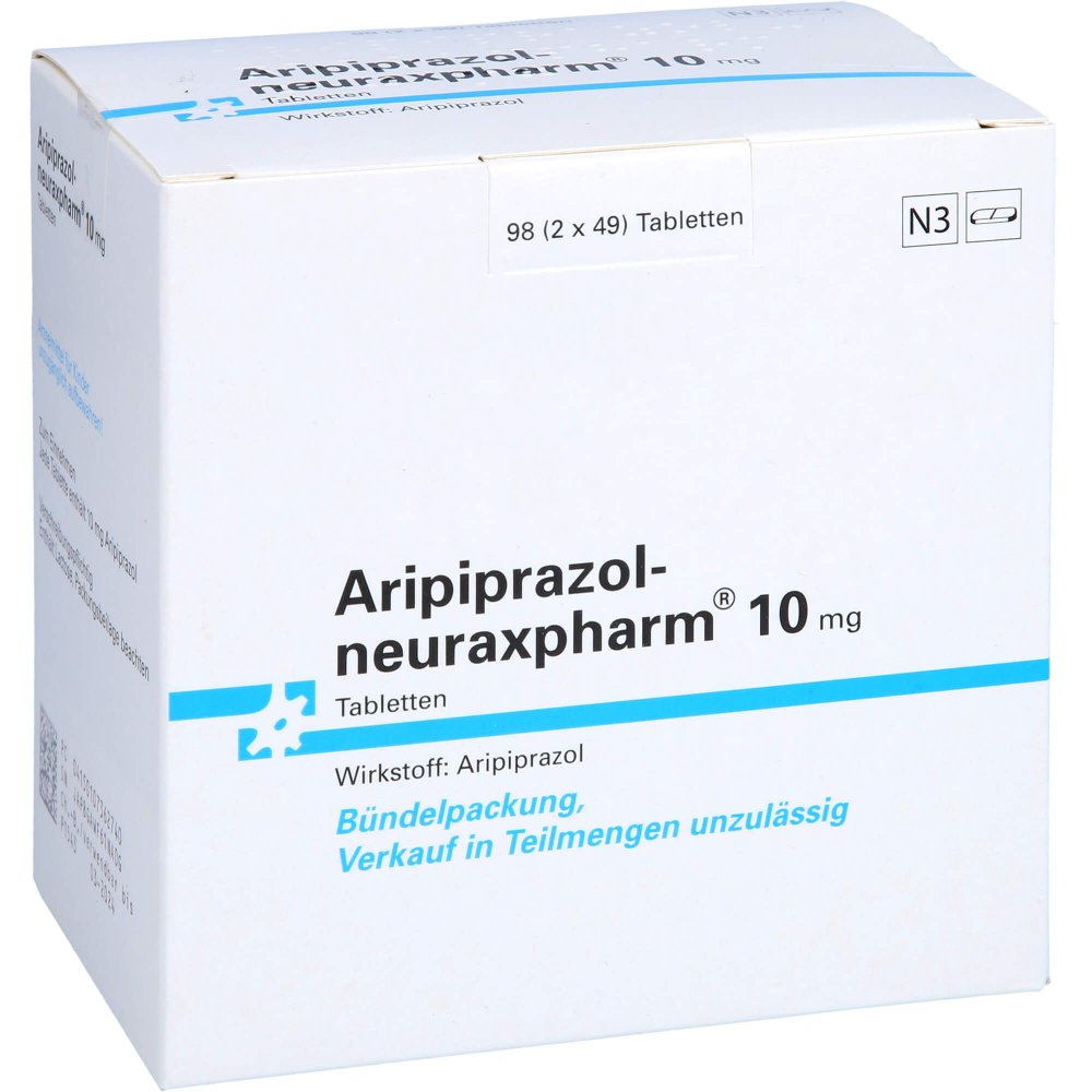 Das Produktfoto zeigt Aripiprazol-Neuraxpharm 10 Mg Tabletten (98 stk) PZN 10736274