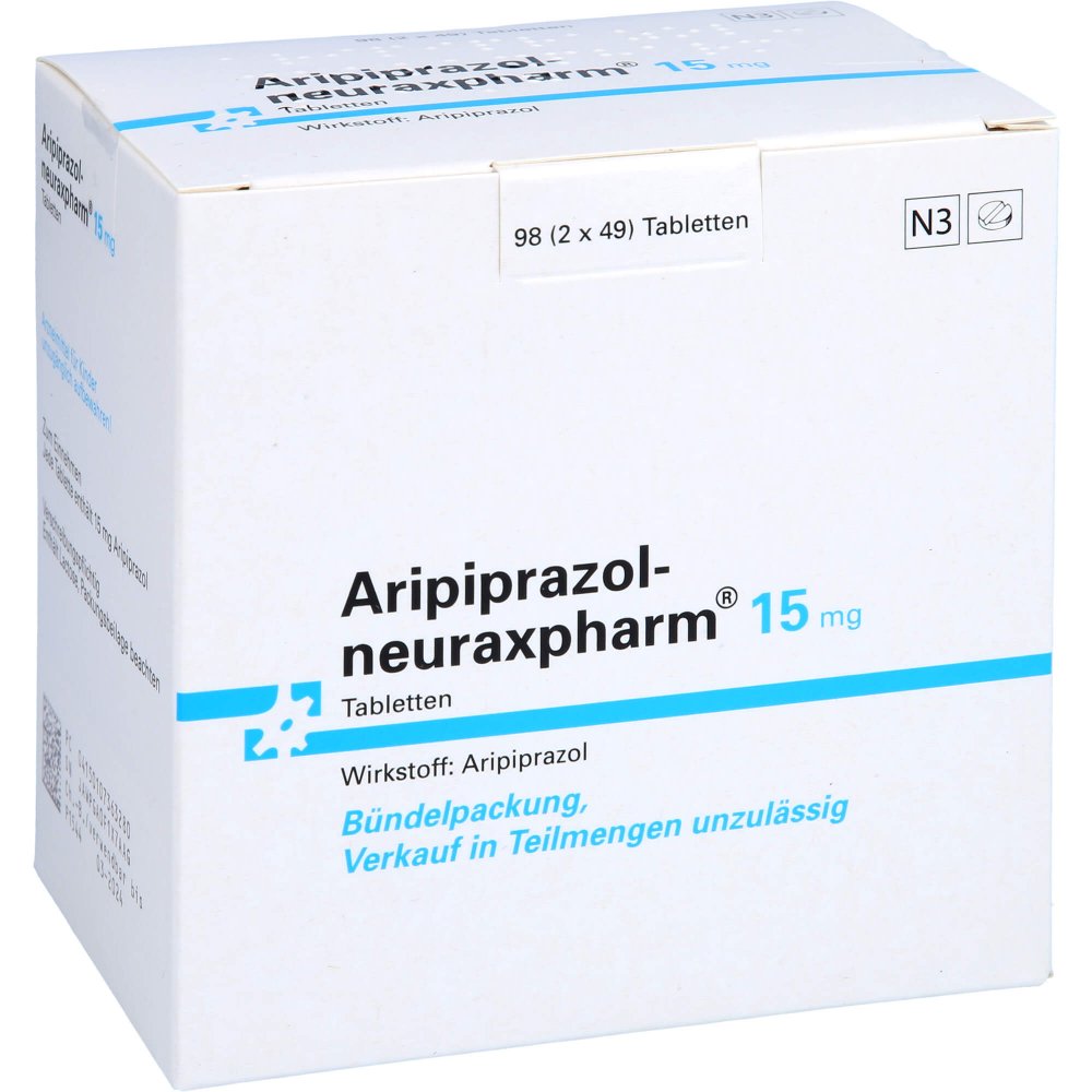 Das Produktfoto zeigt Aripiprazol-Neuraxpharm 15 Mg Tabletten (98 stk) PZN 10736328