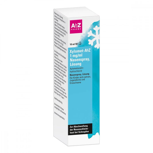 Das Produktfoto zeigt Xylomet-Abz Nasenspray 1 Mg/Ml (10 ml) PZN 10736392