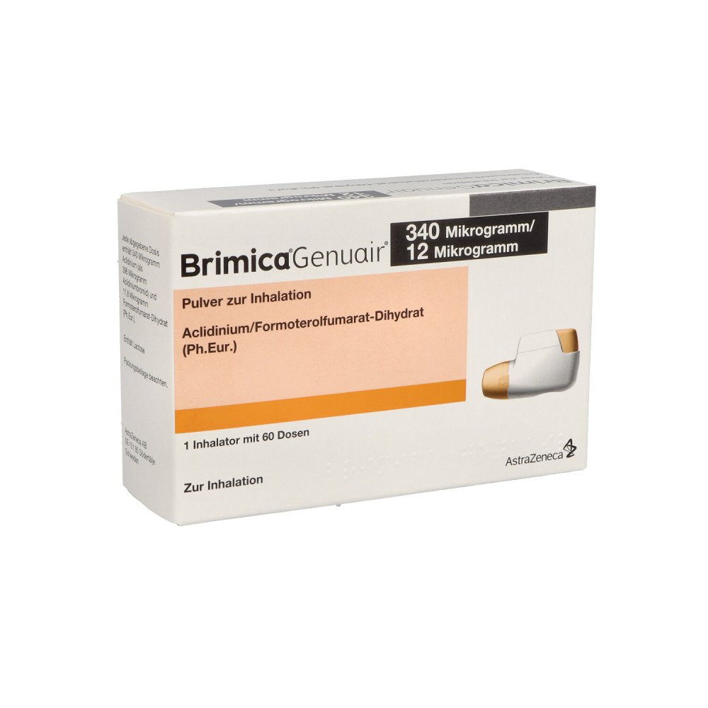 Das Produktfoto zeigt Brimica Genuair 340 Μg/12 Μg Plv.Z.Inhalation 60ed (1 stk) PZN 10744718