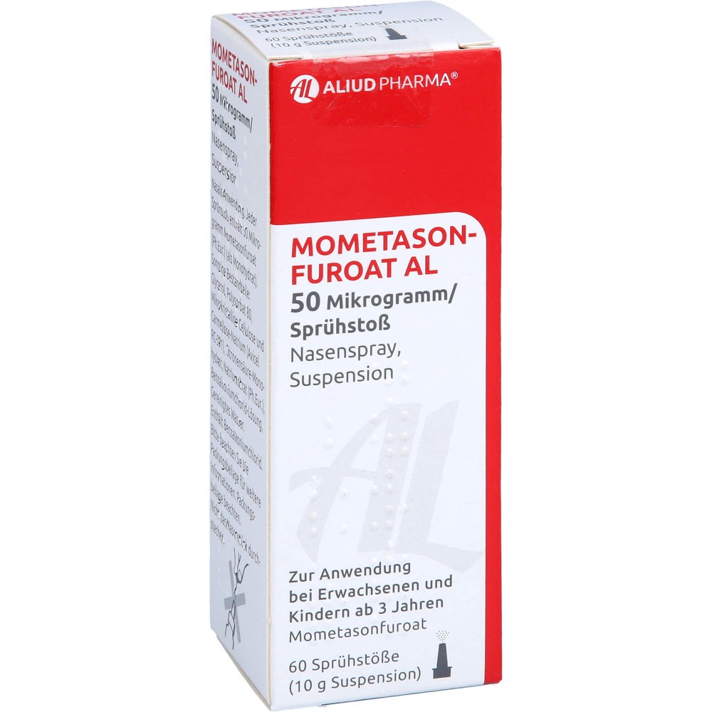 Das Produktfoto zeigt Mometasonfuroat Al 50 Μg/Sprühstoß 60 Spr.St. (10 g) PZN 10744960