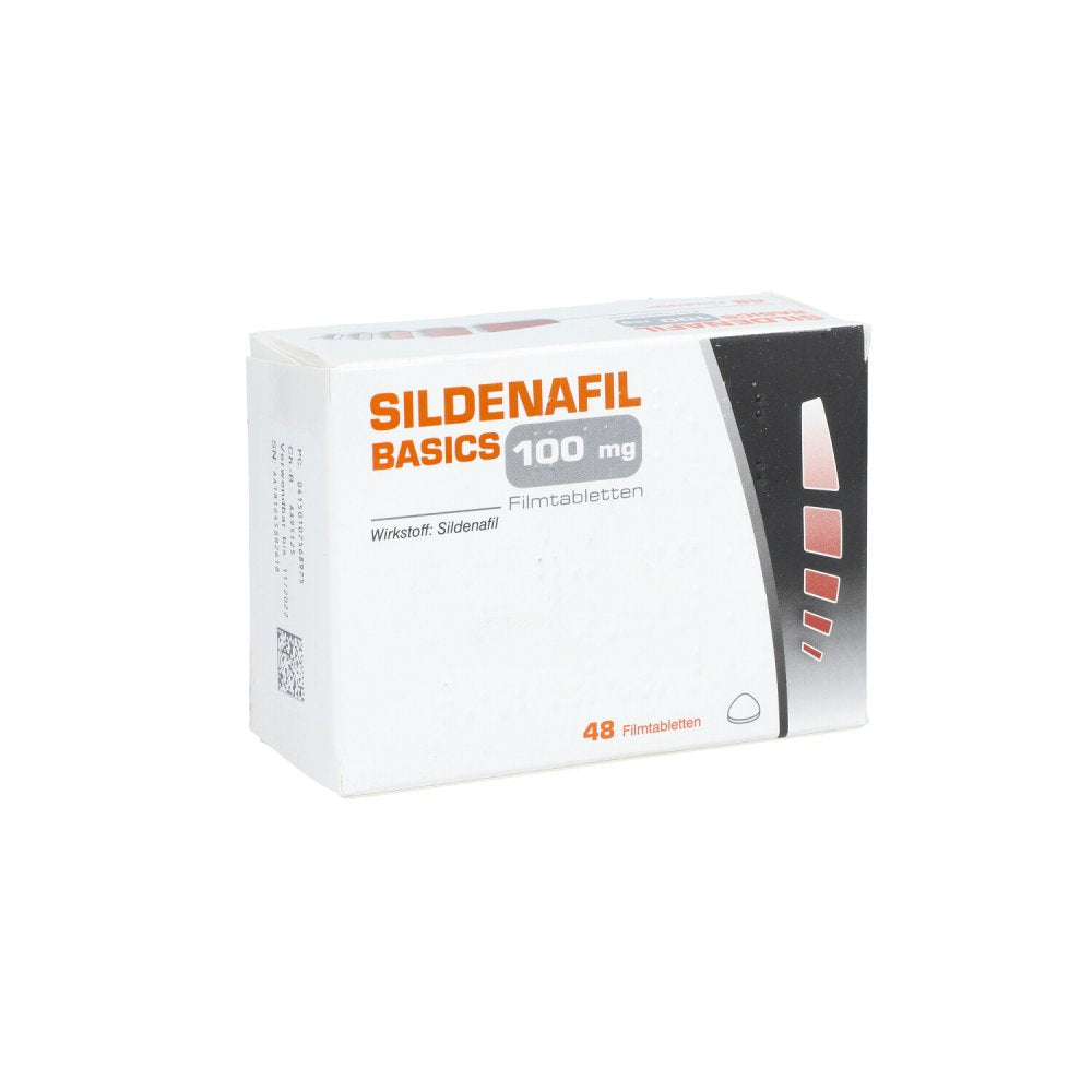 Das Produktfoto zeigt Sildenafil Basics 100 Mg Filmtabletten (48 stk) PZN 10756897