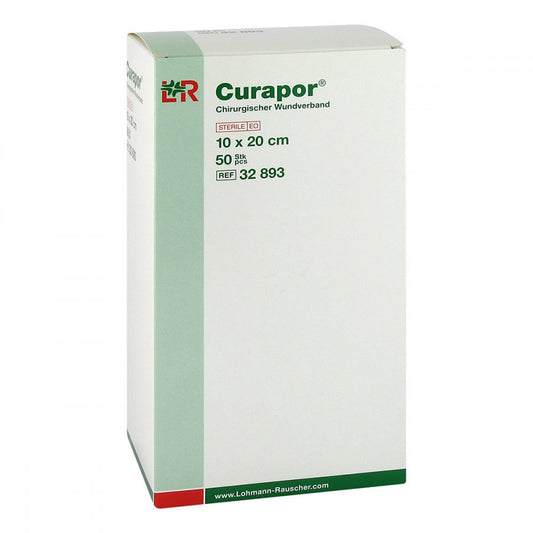 Das Produktfoto zeigt Curapor Wundverband Steril Chirurgisch 10x20 Cm (50 stk) PZN 10757106