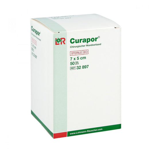 Das Produktfoto zeigt Curapor Wundverband Steril Chirurgisch 5x7 Cm (50 stk) PZN 10757170
