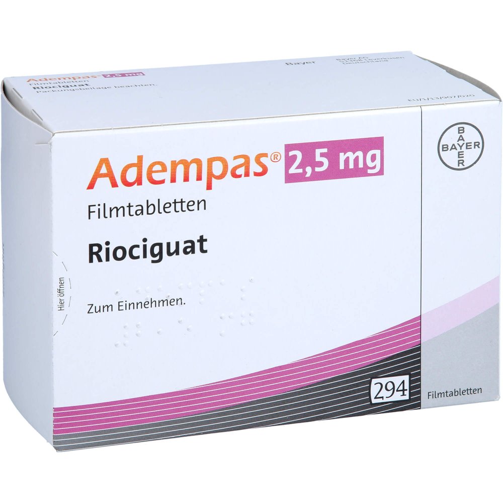 Das Produktfoto zeigt Adempas 2,5 Mg Filmtabletten (294 stk) PZN 10757276