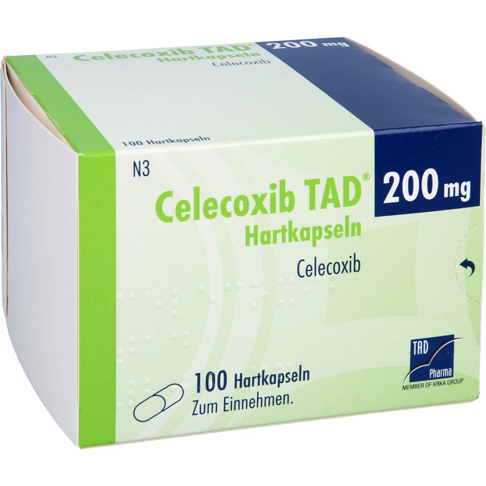 Das Produktfoto zeigt Celecoxib Tad 200 Mg Hartkapseln (100 stk) PZN 10763845