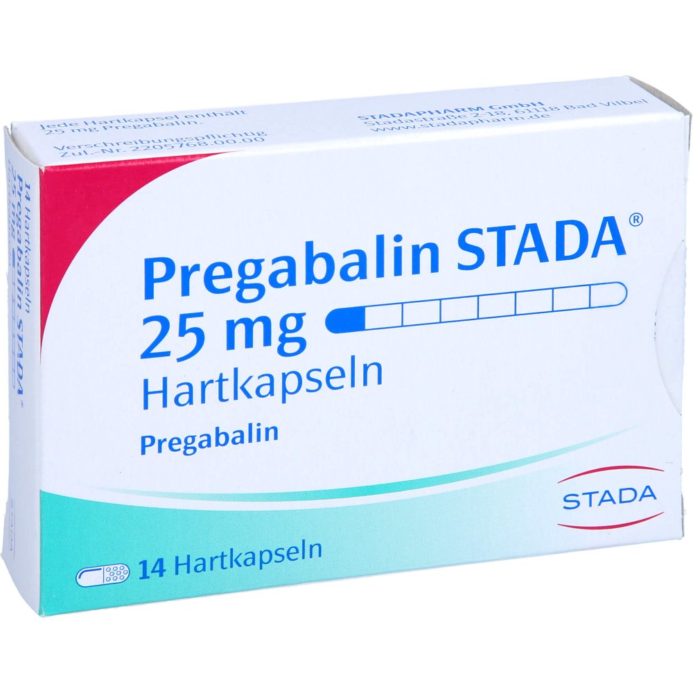 Das Produktfoto zeigt Pregabalin Stada 25 Mg Hartkapseln (14 stk) PZN 10779970