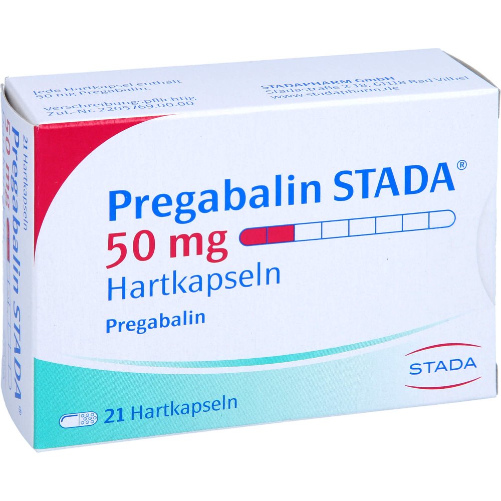 Das Produktfoto zeigt Pregabalin Stada 50 Mg Hartkapseln (21 stk) PZN 10779993