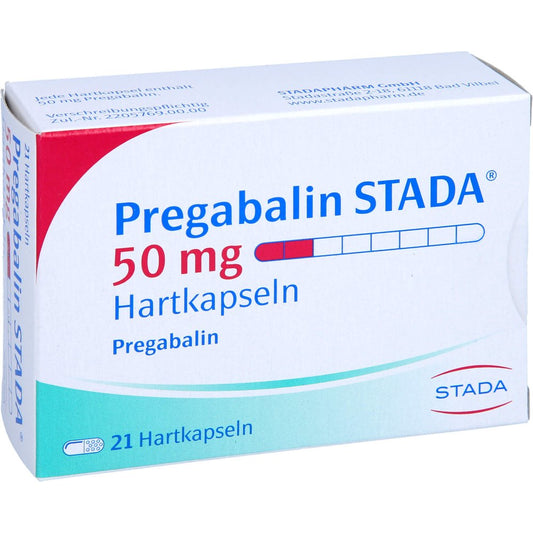 Das Produktfoto zeigt Pregabalin Stada 50 Mg Hartkapseln (21 stk) PZN 10779993