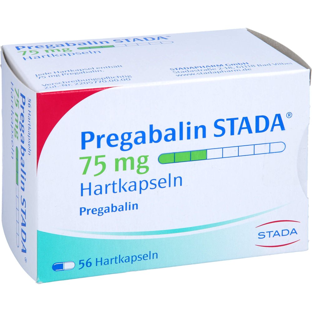 Das Produktfoto zeigt Pregabalin Stada 75 Mg Hartkapseln (56 stk) PZN 10780051