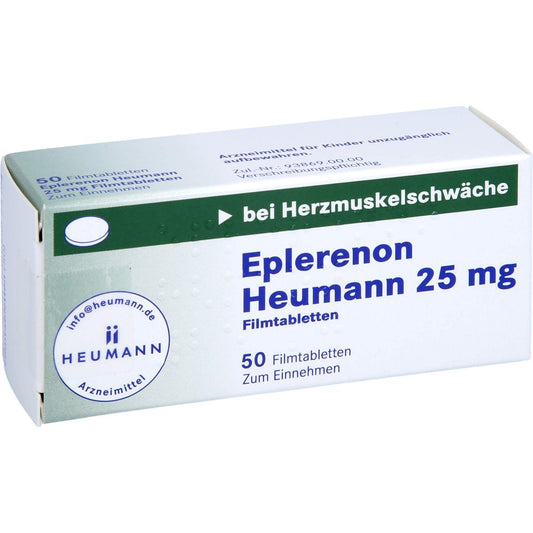 Das Produktfoto zeigt Eplerenon Heumann 25 Mg Filmtabletten (50 stk) PZN 10785456
