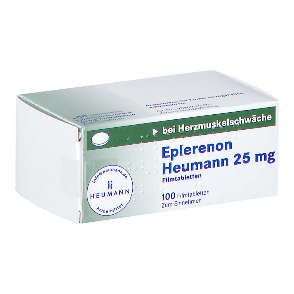 Das Produktfoto zeigt Eplerenon Heumann 25 Mg Filmtabletten (100 stk) PZN 10785462