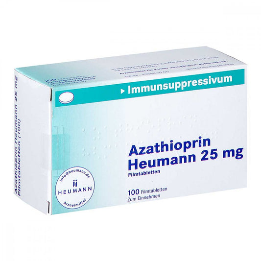 Das Produktfoto zeigt Azathioprin Heumann 25 Mg Filmtabletten (100 stk) PZN 10785551