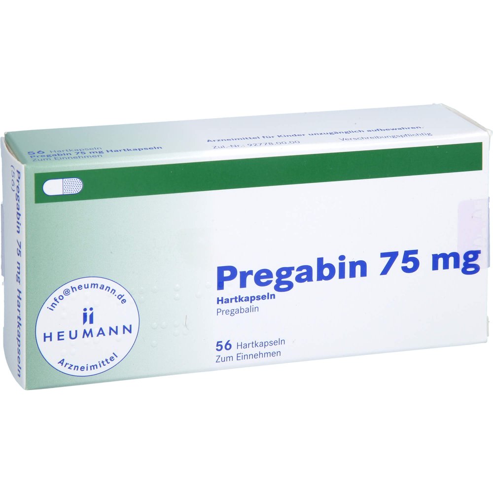 Das Produktfoto zeigt Pregabin 75 Mg Hartkapseln (56 stk) PZN 10785752