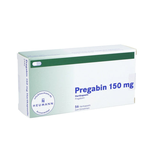 Das Produktfoto zeigt Pregabin 150 Mg Hartkapseln (56 stk) PZN 10785806