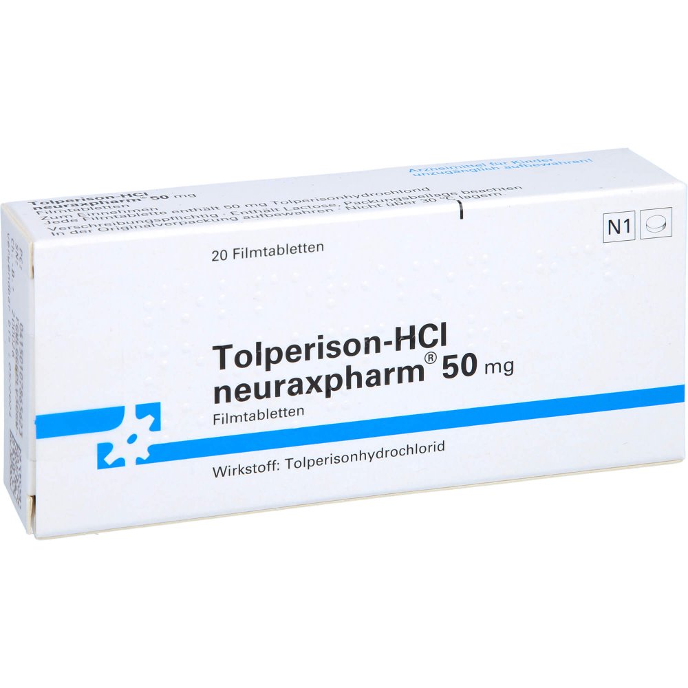Das Produktfoto zeigt Tolperison-Hcl Neuraxpharm 50 Mg (20 stk) PZN 10786562