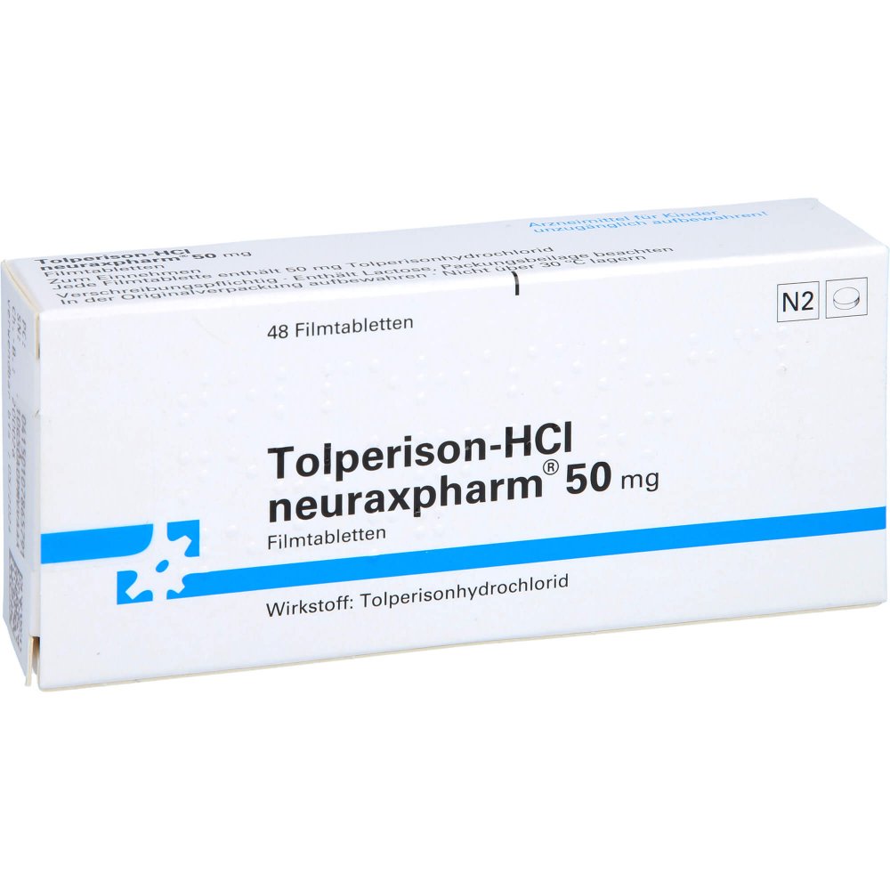 Das Produktfoto zeigt Tolperison-Hcl Neuraxpharm 50 Mg (48 stk) PZN 10786579