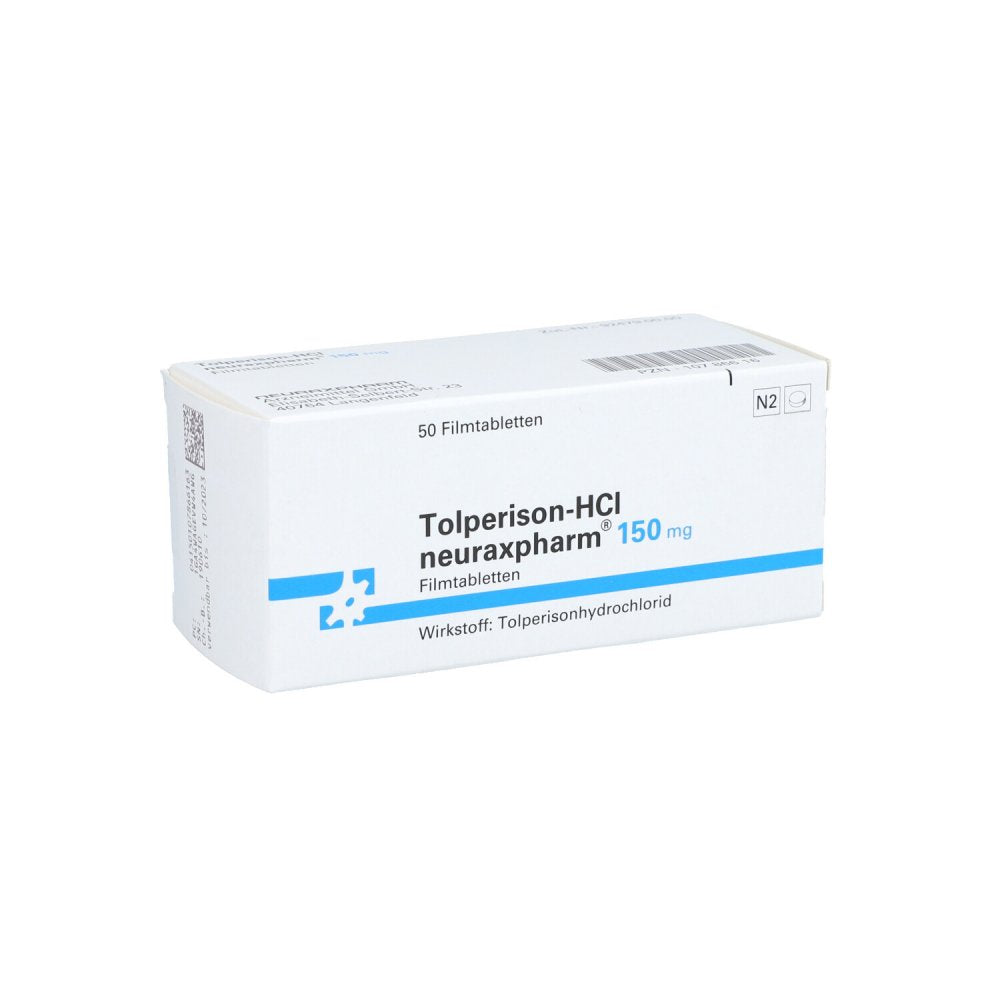 Das Produktfoto zeigt Tolperison-Hcl Neuraxpharm 150 Mg (50 stk) PZN 10786616