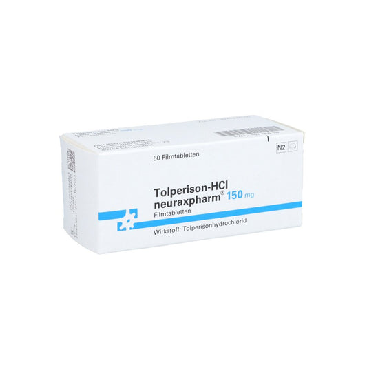 Das Produktfoto zeigt Tolperison-Hcl Neuraxpharm 150 Mg (50 stk) PZN 10786616