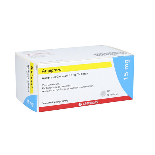Das Produktfoto zeigt Aripiprazol Glenmark 15 Mg Tabletten (98 stk) PZN 10788437