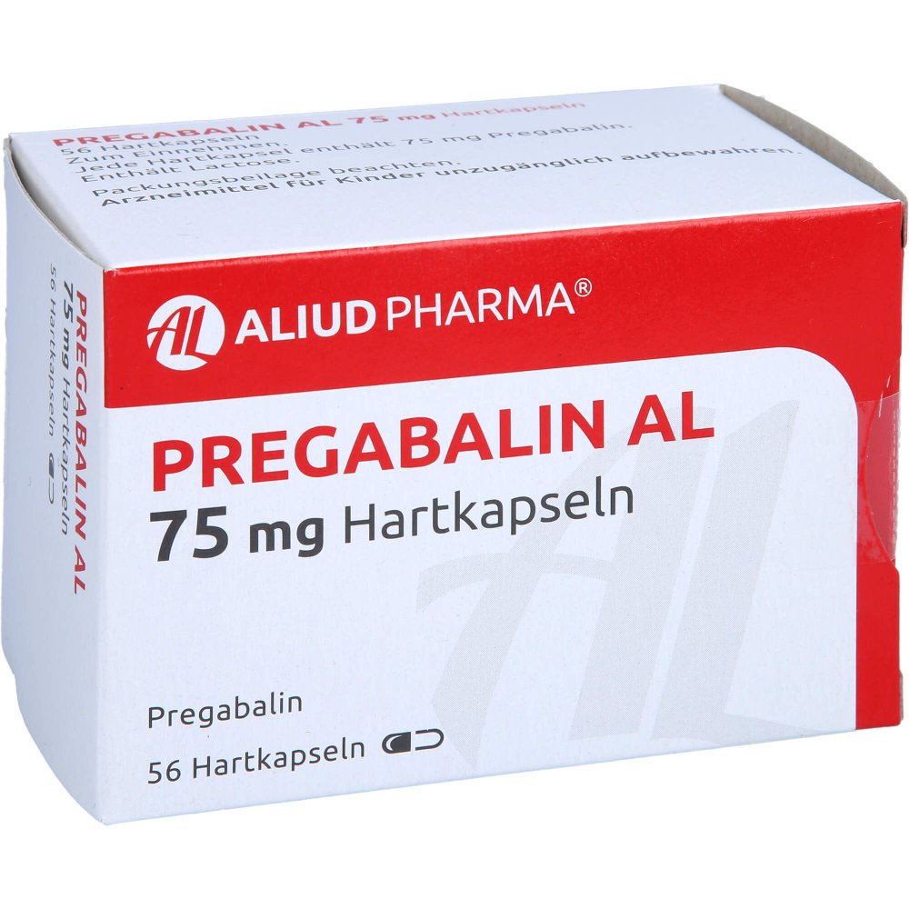 Das Produktfoto zeigt Pregabalin Al 75 Mg Hartkapseln (56 stk) PZN 10791770