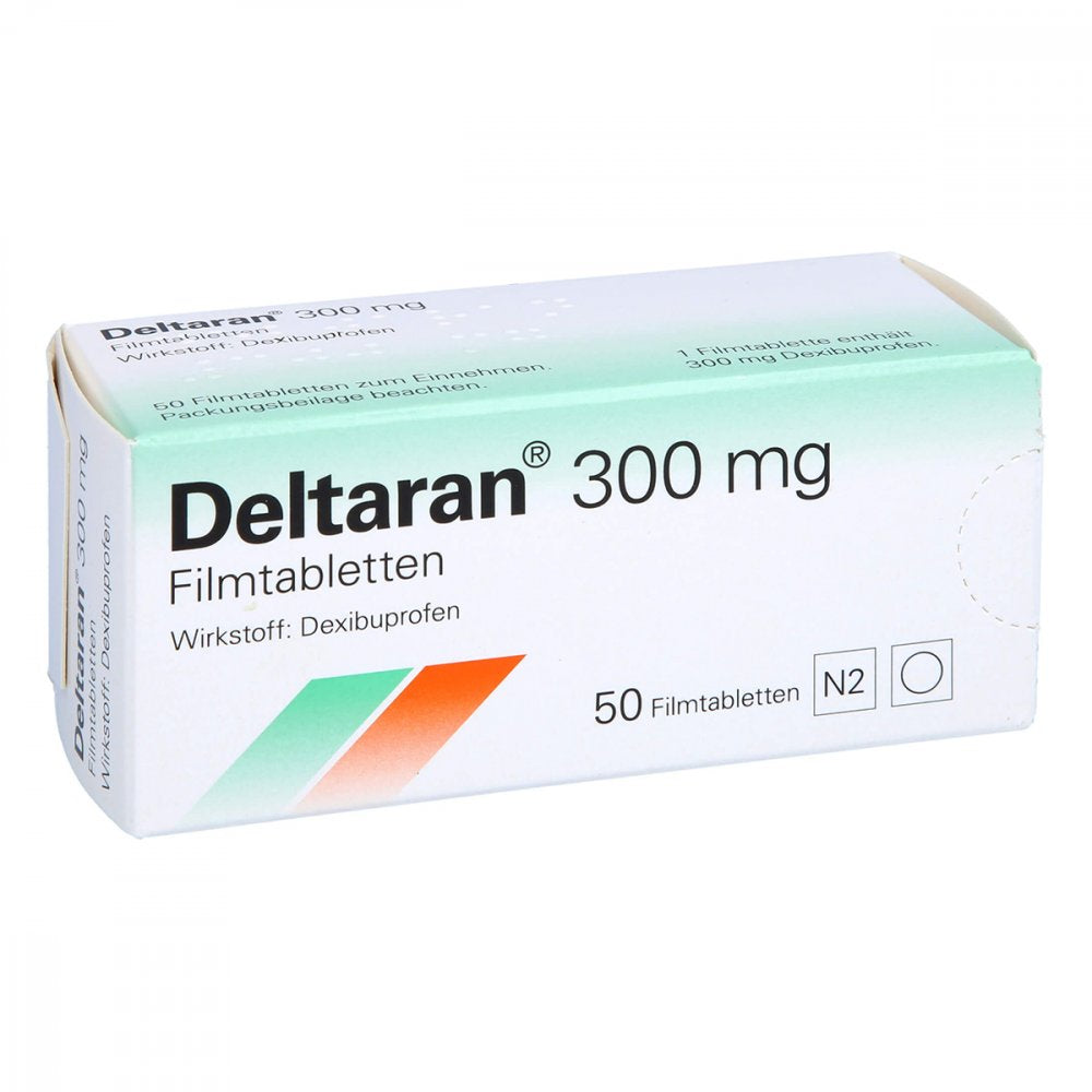 Das Produktfoto zeigt Deltaran 300 Mg Filmtabletten (50 stk) PZN 10794248