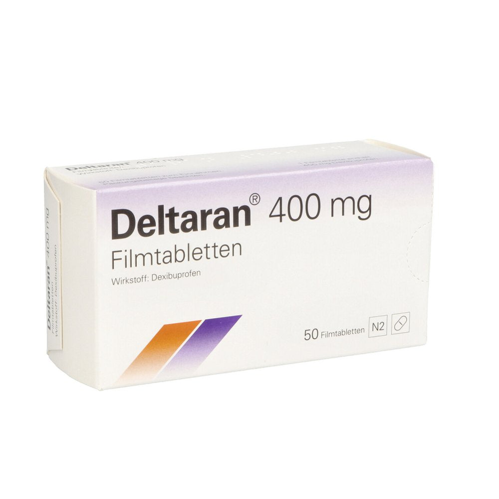 Das Produktfoto zeigt Deltaran 400 Mg Filmtabletten (50 stk) PZN 10794277