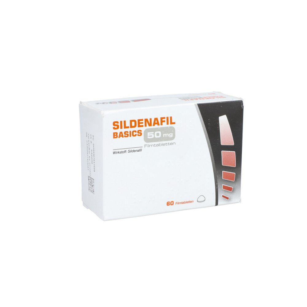 Das Produktfoto zeigt Sildenafil Basics 50 Mg Filmtabletten (60 stk) PZN 10794768