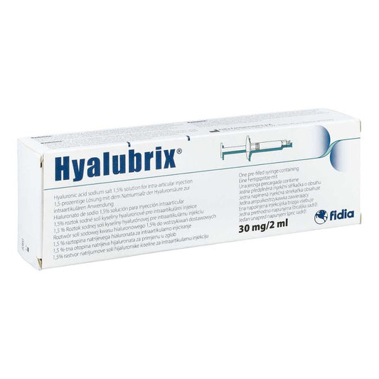 Das Produktfoto zeigt Hyalubrix Injektionslösung I.E.Fertigspritze (1X2 ml) PZN 10795791
