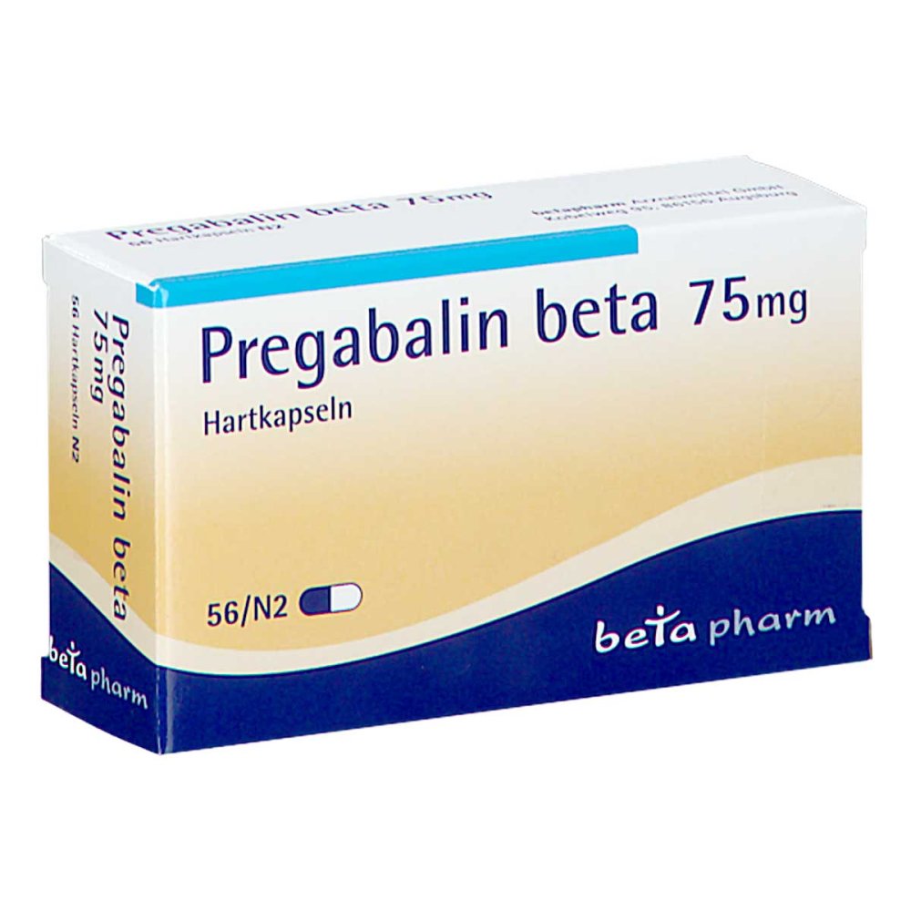 Das Produktfoto zeigt Pregabalin Beta 75 Mg Hartkapseln (56 stk) PZN 10810533