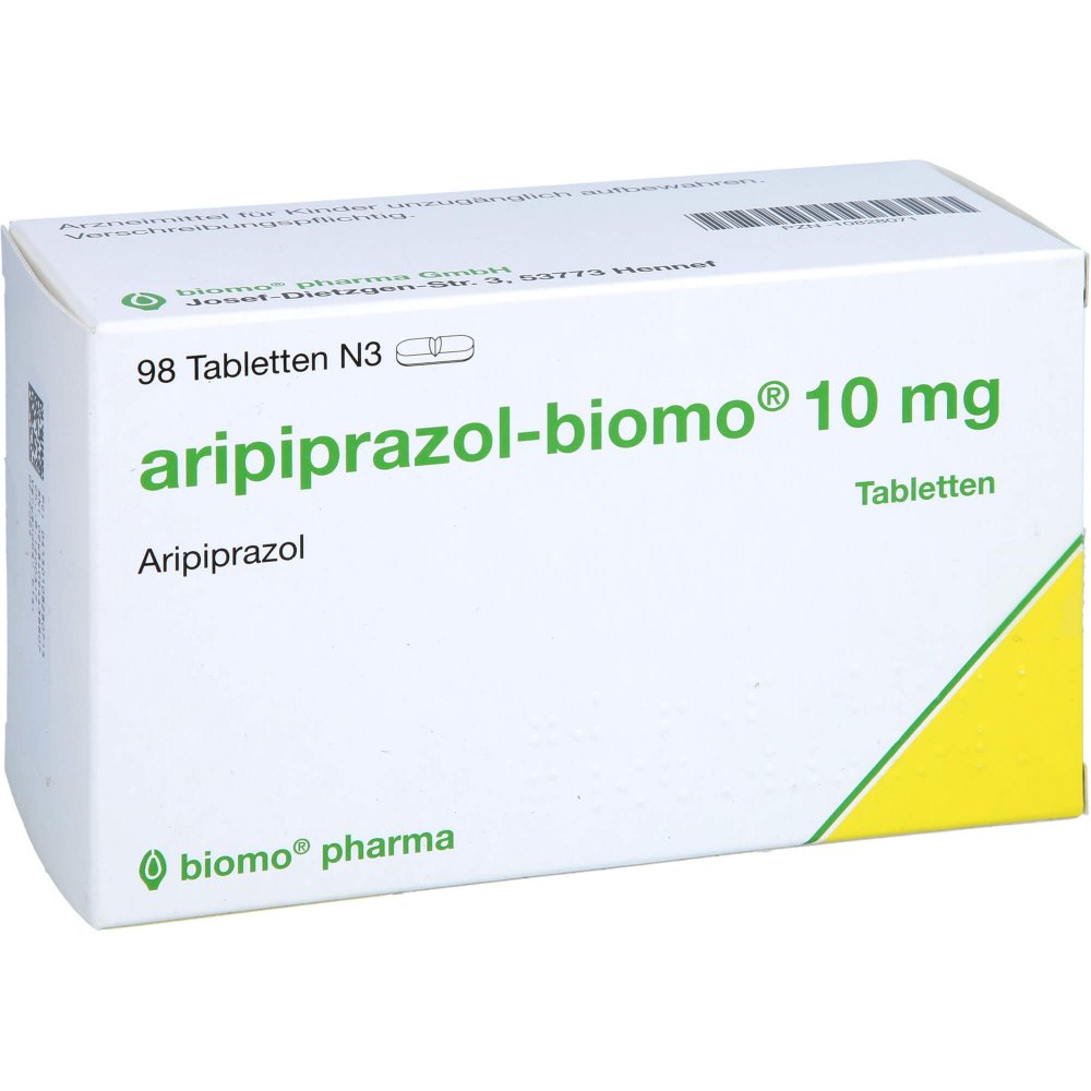 Das Produktfoto zeigt Aripiprazol-Biomo 10 Mg Tabletten (98 stk) PZN 10828071