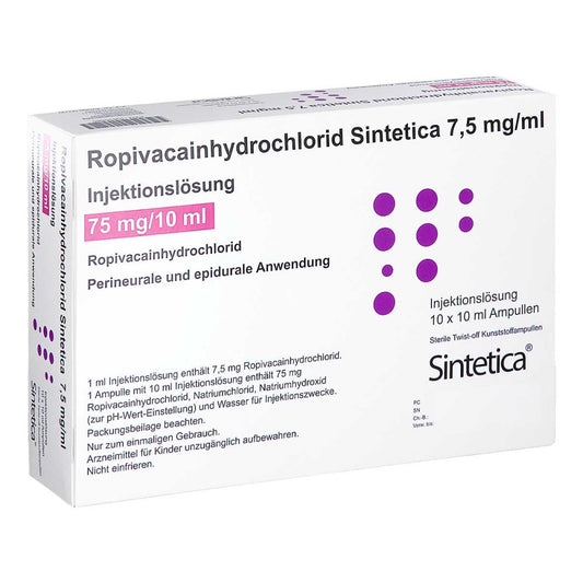 Ropivacainhydrochlorid Sintetica 7,5 Mg/Ml Inj.-L. (10X10 ml)