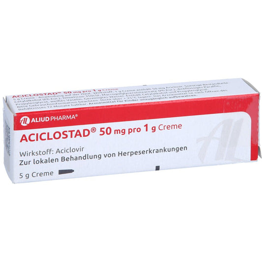Das Produktfoto zeigt Aciclostad 50 Mg Pro 1 G Creme Aliud (5 g) PZN 10838106