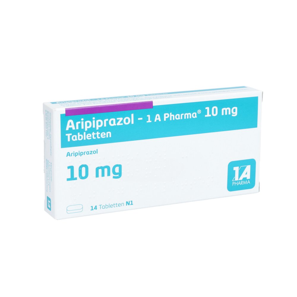 Das Produktfoto zeigt Aripiprazol-1a Pharma 10 Mg Tabletten (14 stk) PZN 10842125