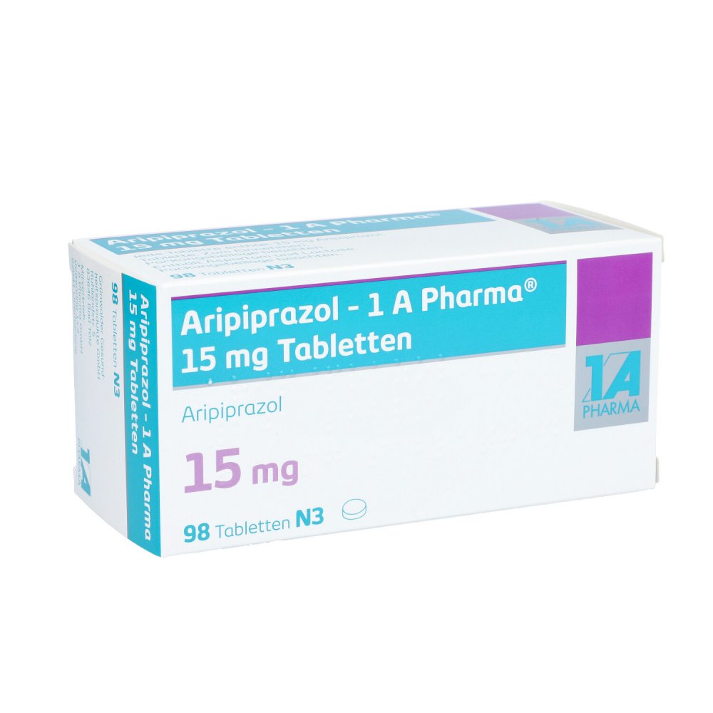 Das Produktfoto zeigt Aripiprazol-1a Pharma 15 Mg Tabletten (98 stk) PZN 10842177