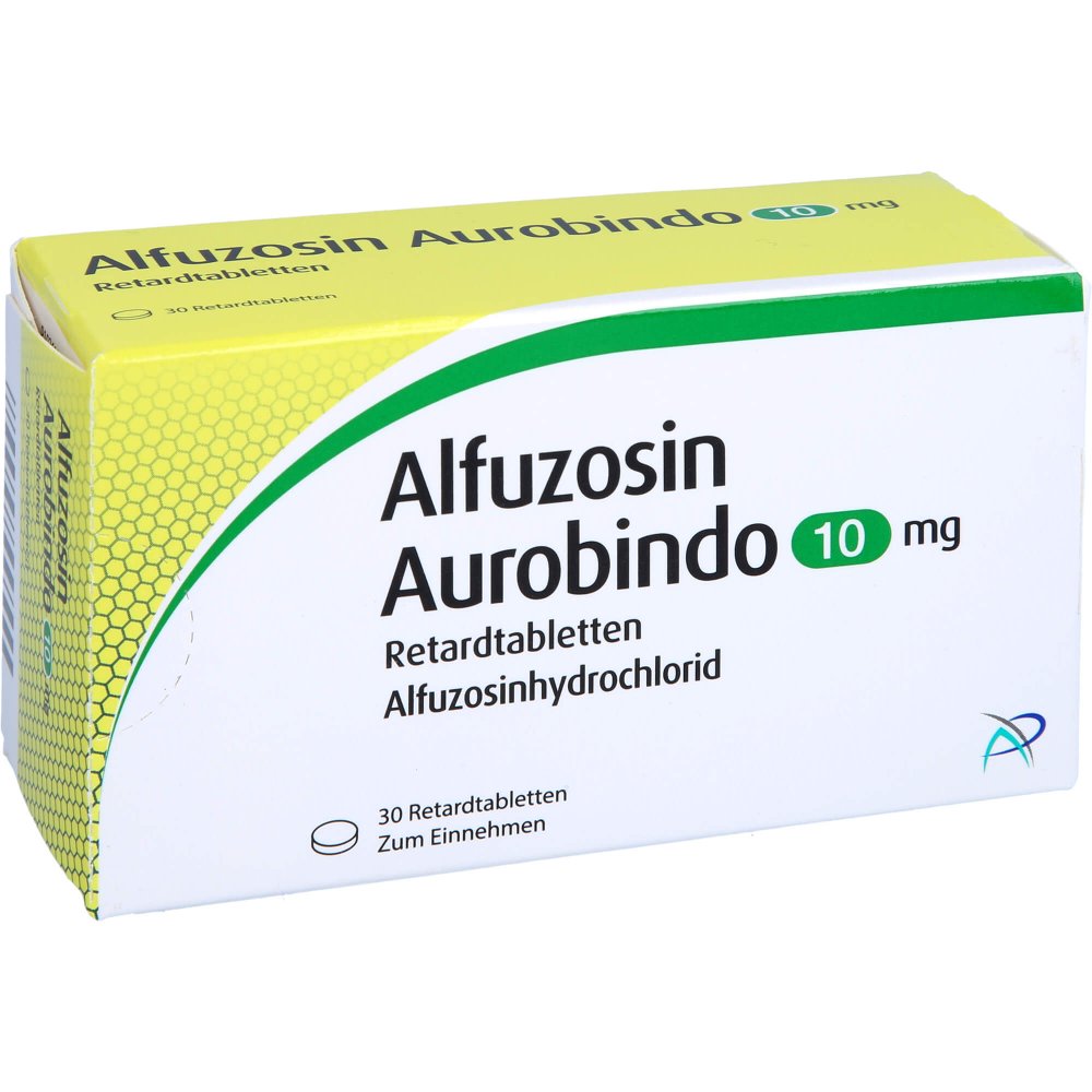 Das Produktfoto zeigt Alfuzosin Aurobindo 10 Mg Retardtabletten (30 stk) PZN 10854737