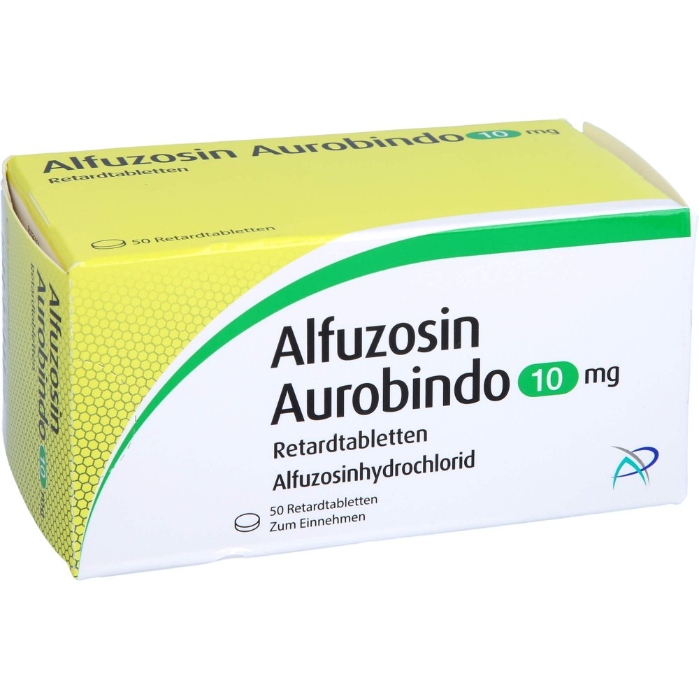 Das Produktfoto zeigt Alfuzosin Aurobindo 10 Mg Retardtabletten (50 stk) PZN 10854743