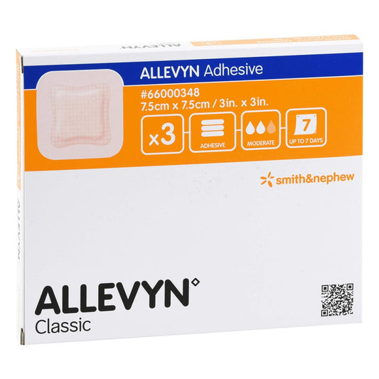 Das Produktfoto zeigt Allevyn Adhesive 7,5x7,5 Cm Haftende Wundauflage (3 stk) PZN 10914451