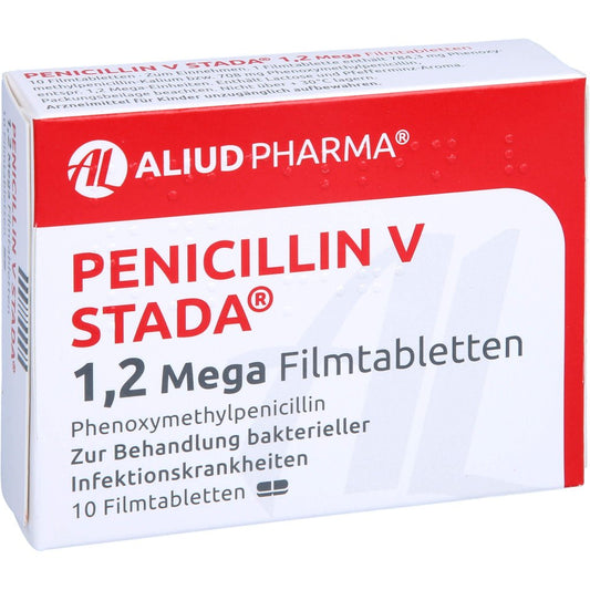 Das Produktfoto zeigt Penicillin V Stada 1,2 Mega Filmtabletten Aliud (10 stk) PZN 10920776
