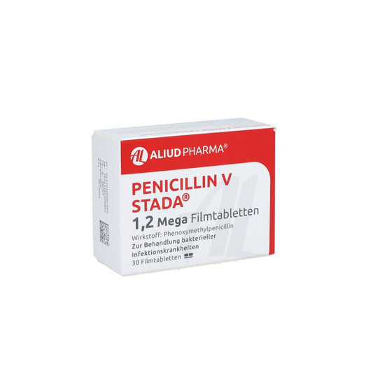 Das Produktfoto zeigt Penicillin V Stada 1,2 Mega Filmtabletten Aliud (30 stk) PZN 10920799
