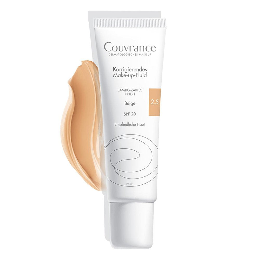 Das Produktfoto zeigt Avene Couvrance Korrigier.Make-Up Fluid Beige 2.5 (30 ml) PZN 10942393
