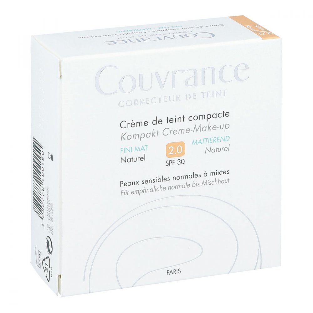Das Produktfoto zeigt Avene Couvrance Kompakt Cr.-Make-Up Matt.Nat.2.0 (10 g) PZN 10942447