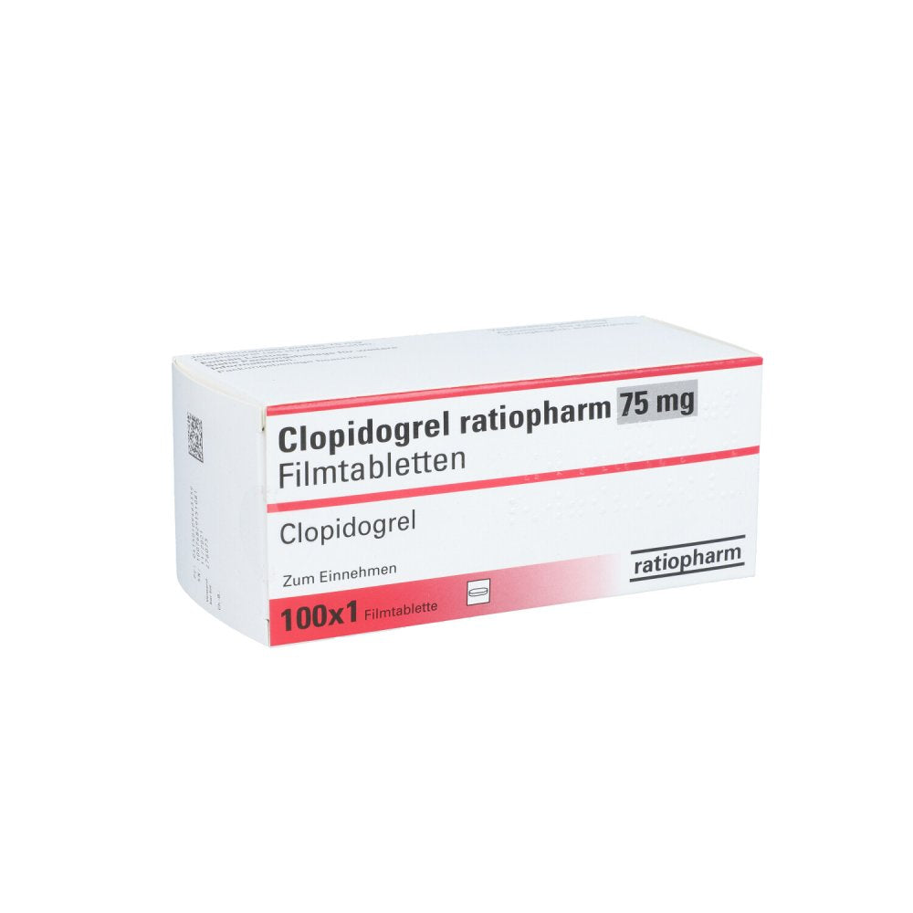 Das Produktfoto zeigt Clopidogrel Ratiopharm 75 Mg Filmtabletten (100 stk) PZN 10946333