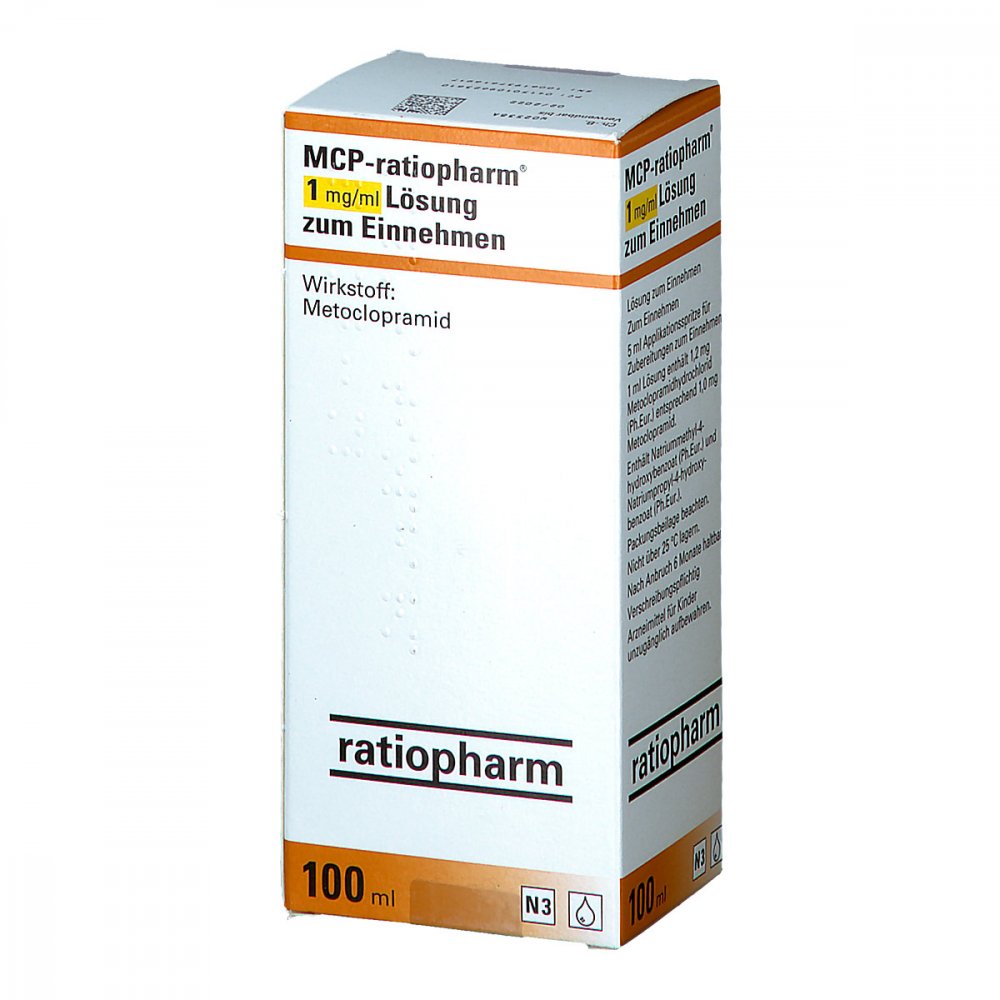 Das Produktfoto zeigt Mcp-Ratiopharm 1 Mg/Ml Lösung Zum Einnehmen (100 ml) PZN 10962361