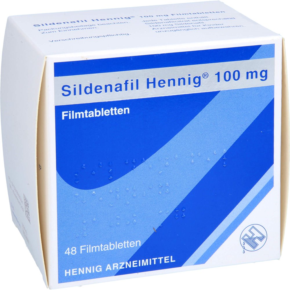 Das Produktfoto zeigt Sildenafil Hennig 100 Mg Filmtabletten (48 stk) PZN 10962504